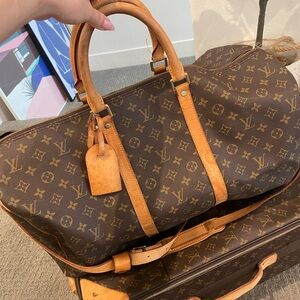 Louis Vuitton Monogram Canvas Travel Duffel in Brown & Tan
